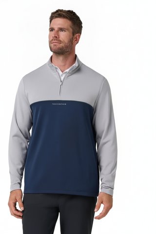 Travis Mathew Fibercloud Color Block Quarter Zip, lichtgrijs