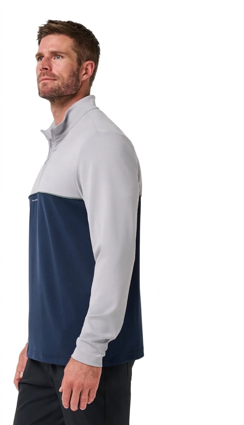 Travis Mathew Fibercloud Color Block Quarter Zip, lichtgrijs