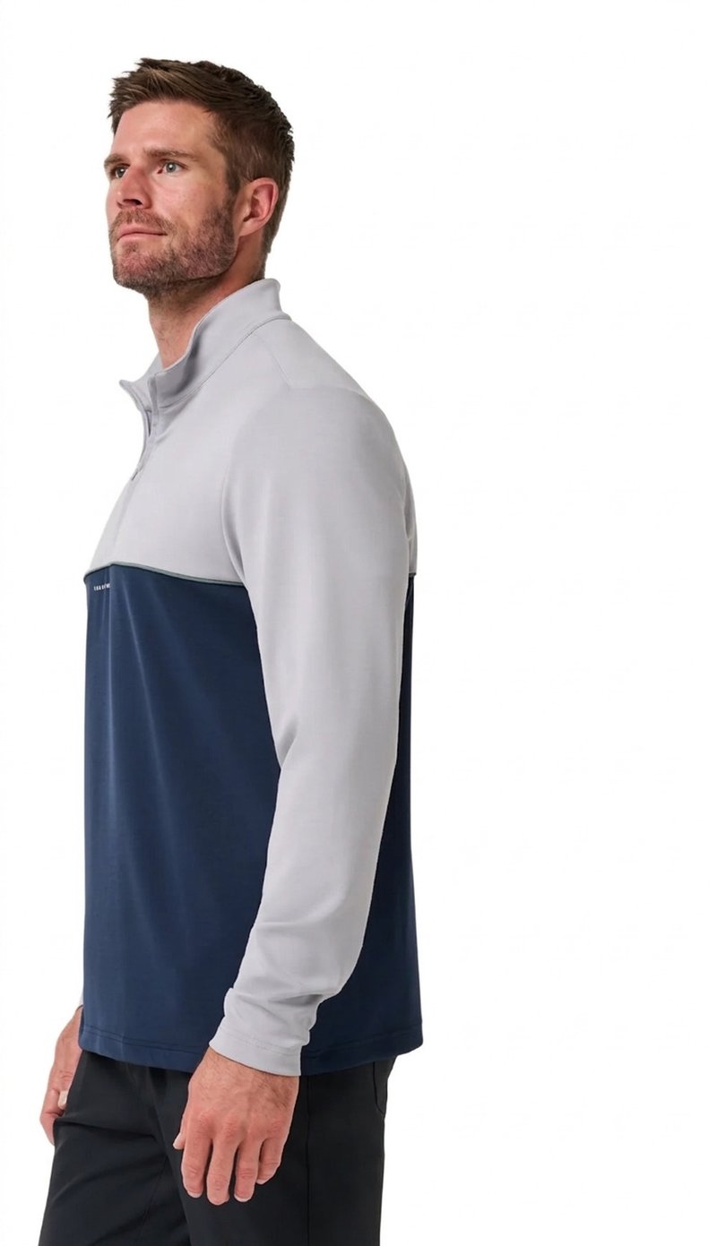 Travis Mathew Fibercloud Color Block Quarter Zip, lichtgrijs