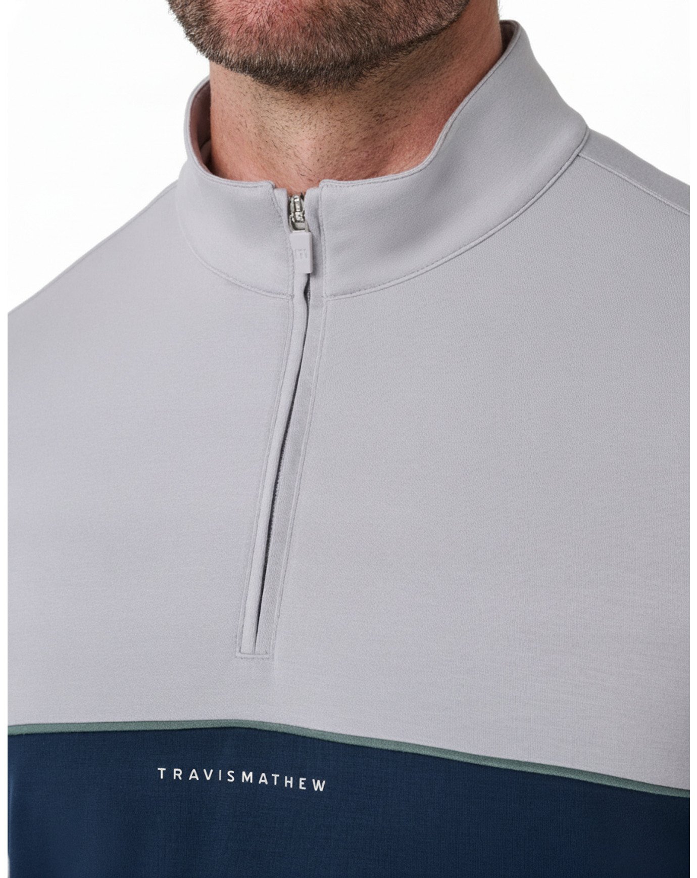 Travis Mathew Fibercloud Color Block Quarter Zip, lichtgrijs