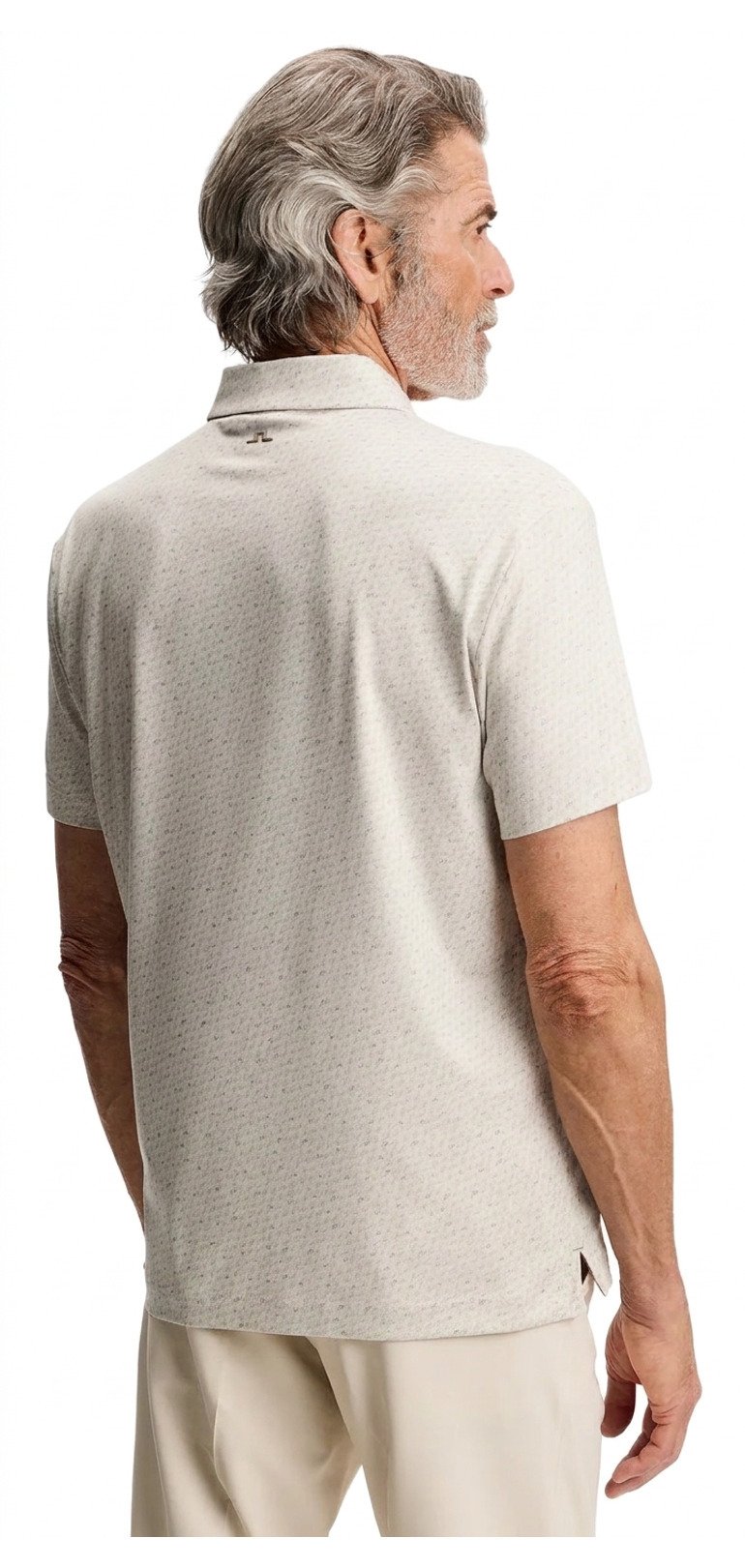 J.Lindeberg Tod Print heren polo, bias bridge micro moon brindle