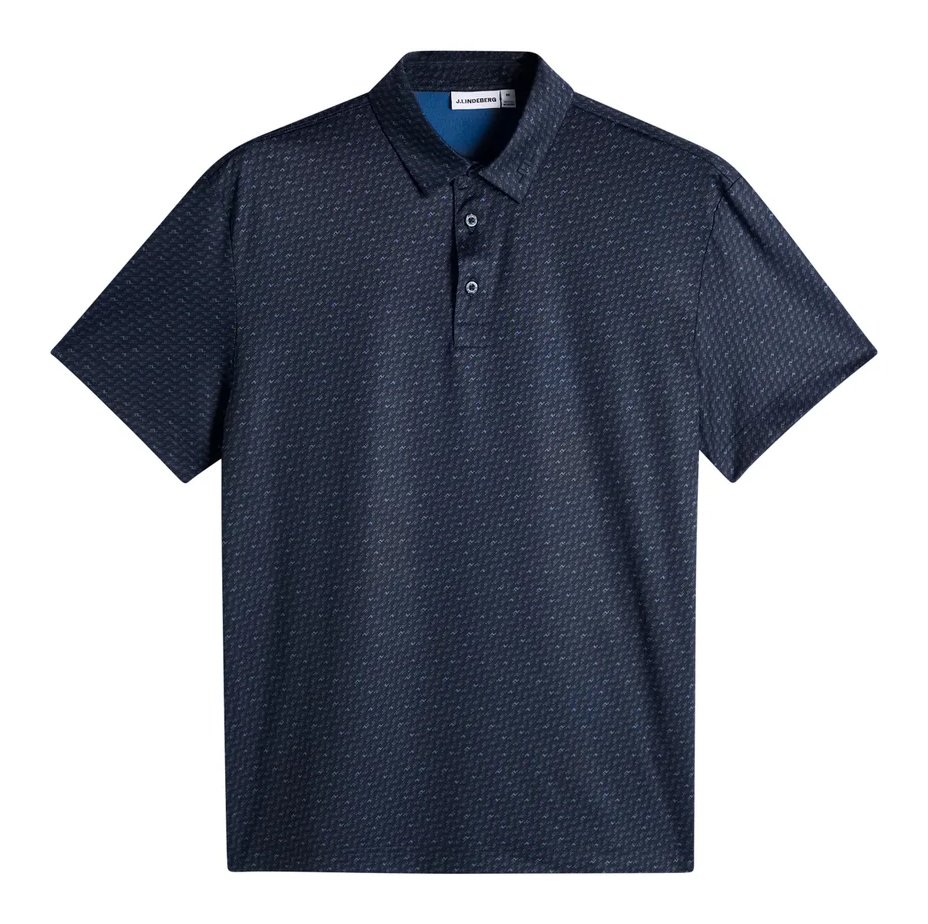 J.Lindeberg Tod Print heren polo, bias bridge micro navy set