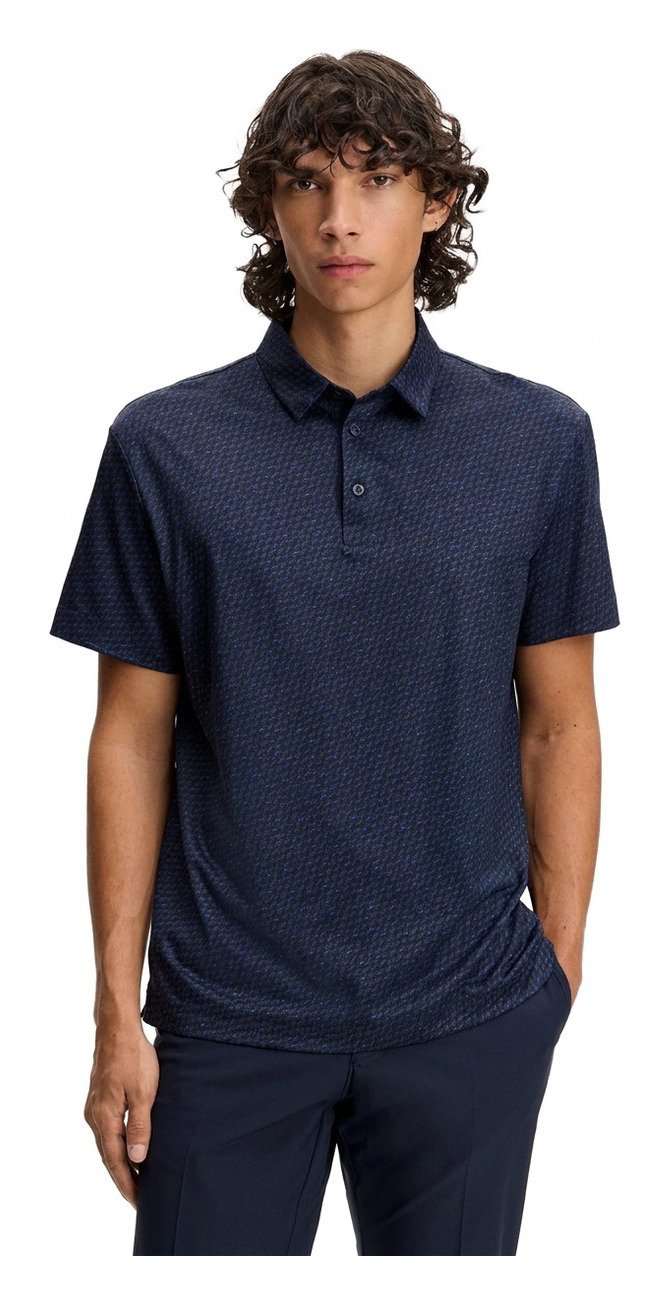J.Lindeberg Tod Print heren polo, bias bridge micro navy set