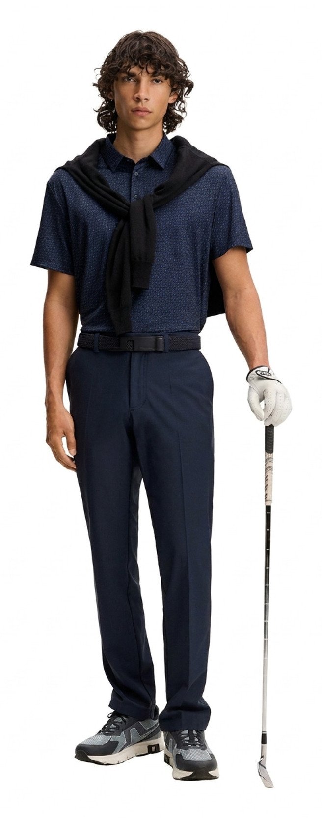 J.Lindeberg Tod Print heren polo, bias bridge micro navy set