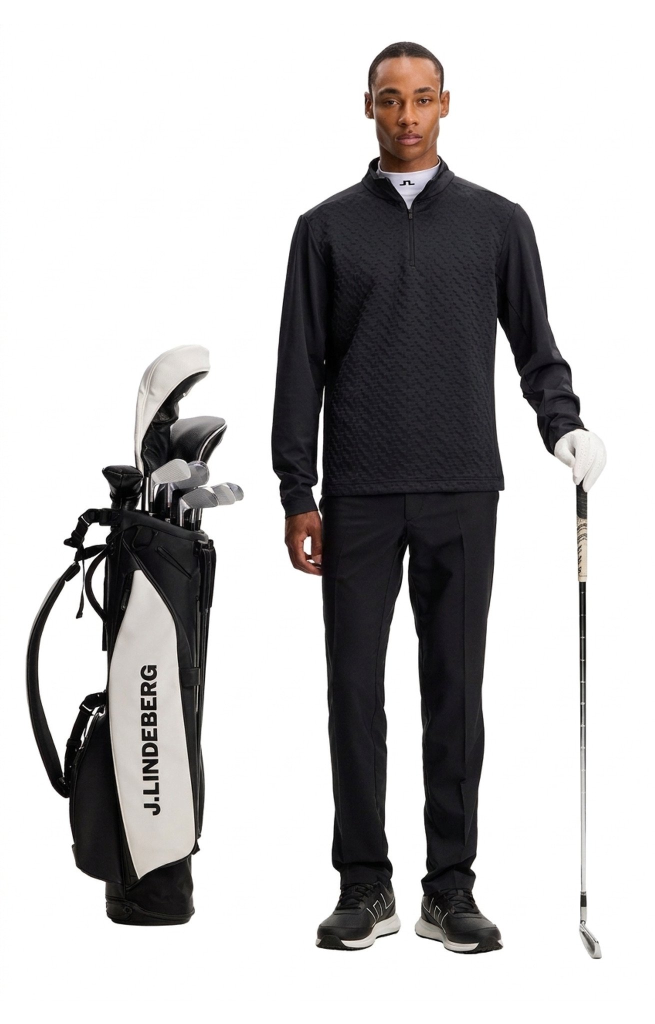 J.Lindeberg Lassy Quarter Zip Mid heren laag, zwart