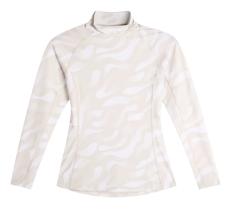 J.Lindeberg Ella Print Compression dames top, bunker fade moonbeam wit
