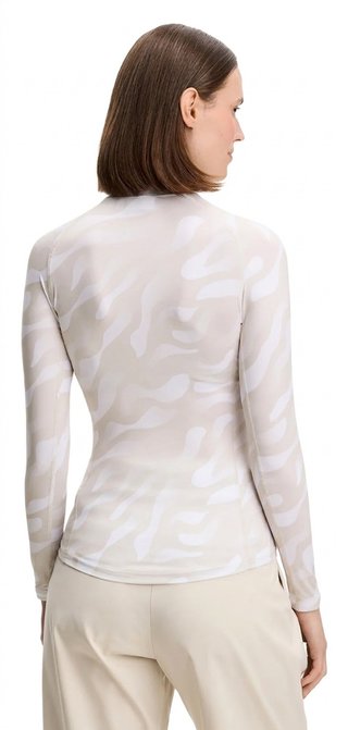 J.Lindeberg Ella Print Compression dames top, bunker fade moonbeam wit