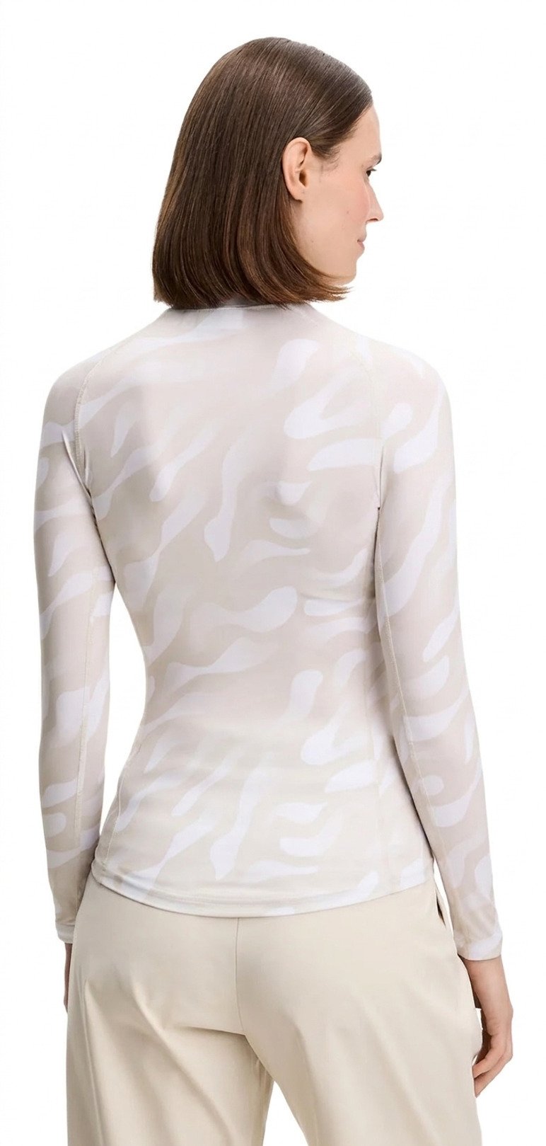 J.Lindeberg Ella Print Compression dames top, bunker fade moonbeam wit