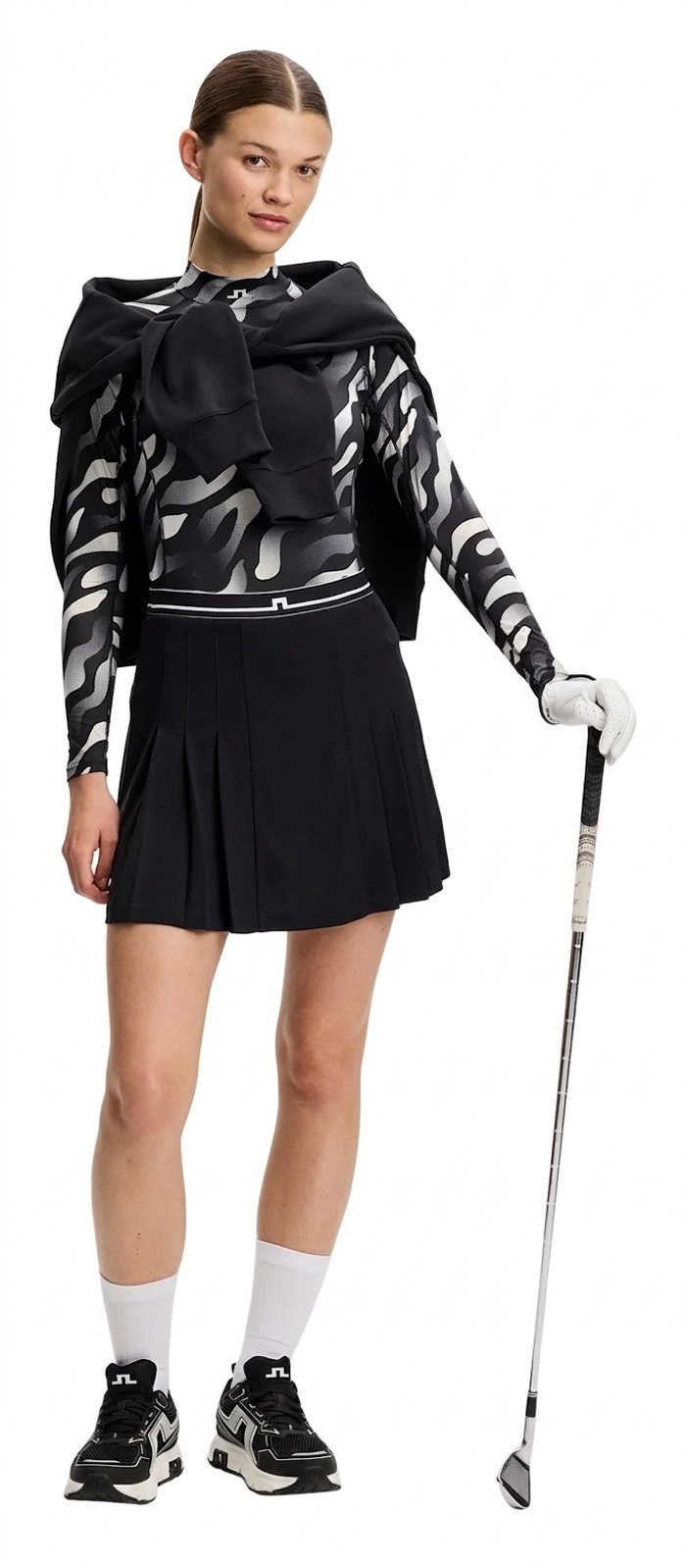 J.Lindeberg Ella Print Compression dames top, bunker fade black moonbeam