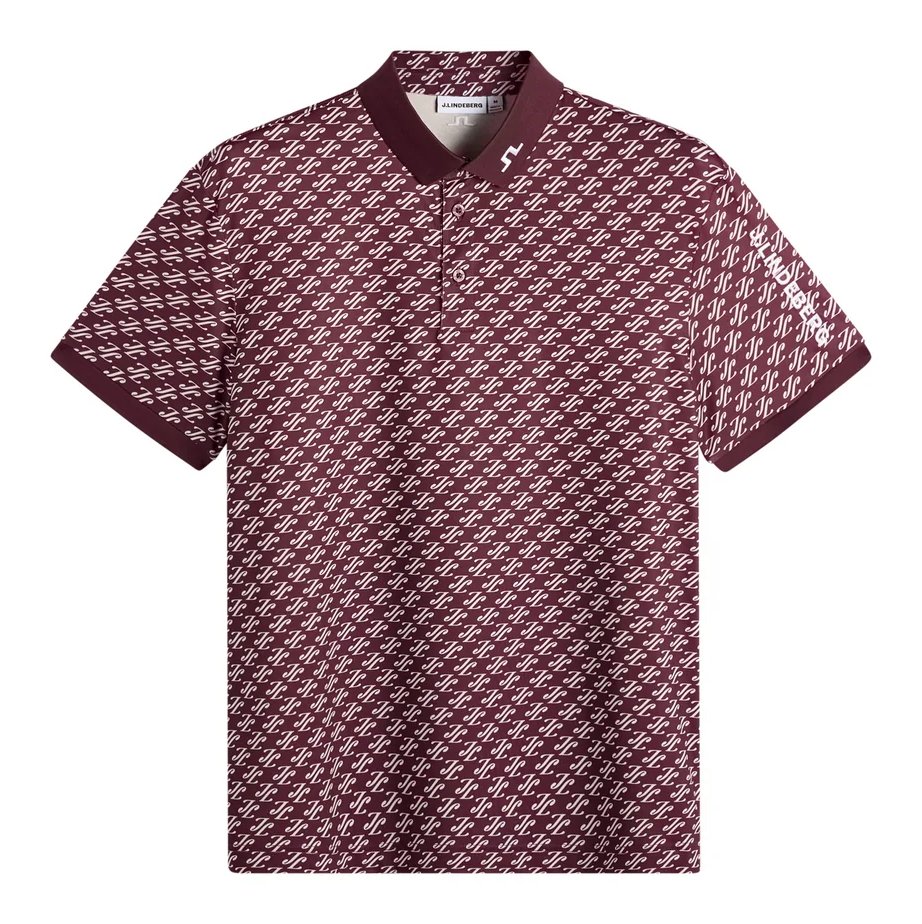 J.Lindeberg Tour Tech Print dames polo, cardi jacquard - winetasting
