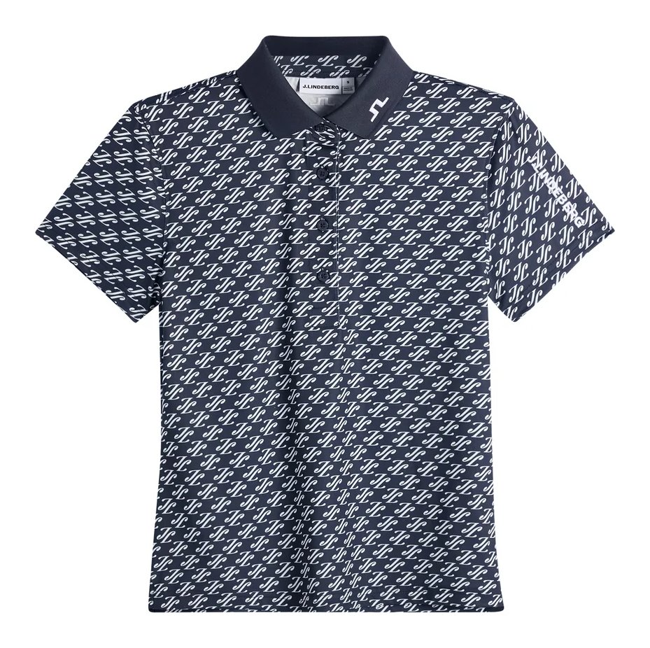 J.Lindeberg Tour Tech Print dames polo, cardi jacquard - JL Navy