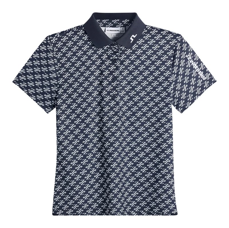 J.Lindeberg Tour Tech Print dames polo, cardi jacquard - JL Navy