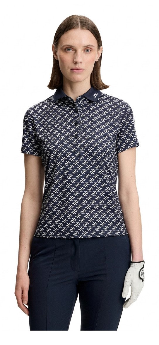 J.Lindeberg Tour Tech Print dames polo, cardi jacquard - JL Navy
