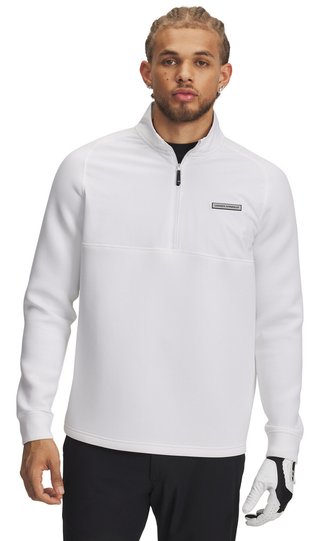 Under Armour Drive Pro Hybrid heren 1/2-zip sweater, wit/zwart