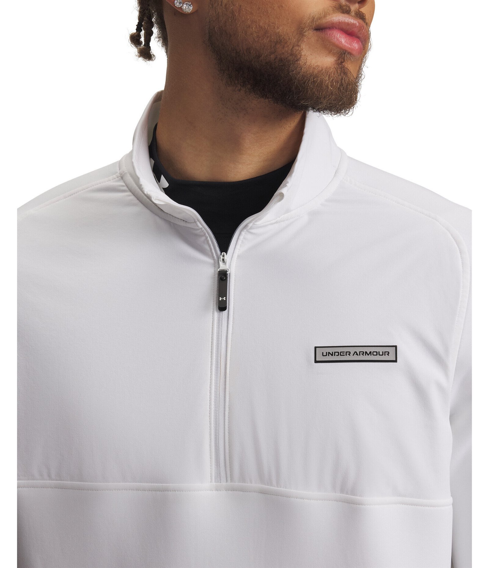 Under Armour Drive Pro Hybrid heren 1/2-zip sweater, wit/zwart