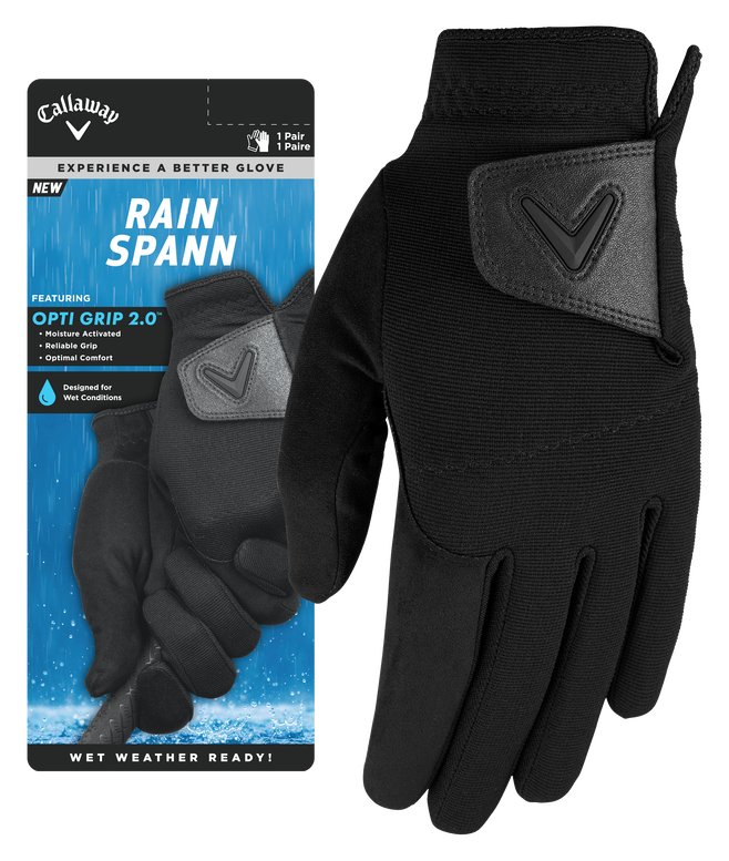 Callaway Rain Spann 27 heren golfhandschoenen, paar, zwart