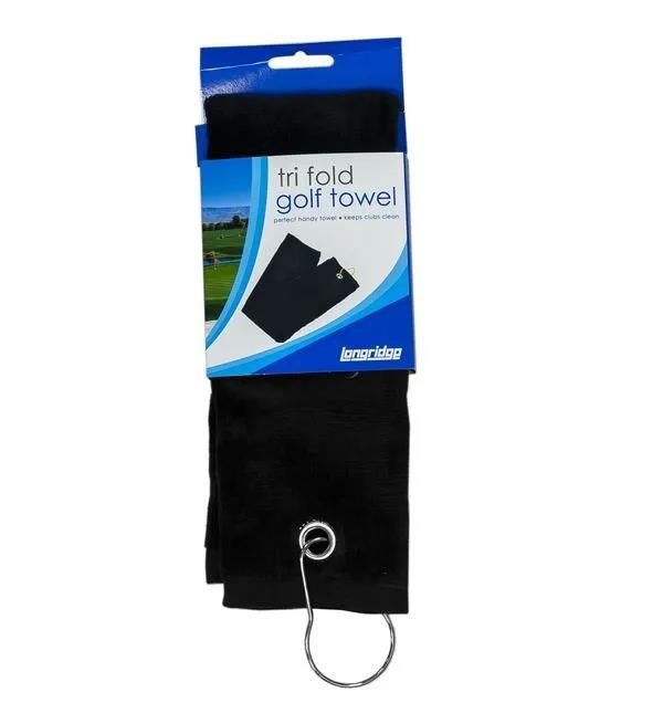 Longridge Three Fold golfhanddoek, zwart
