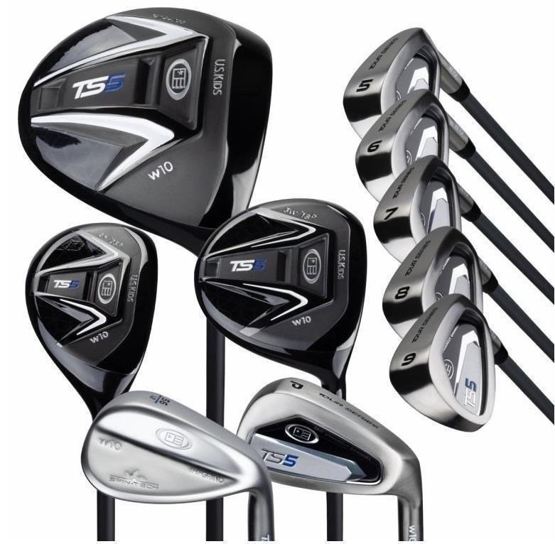 U.S. Kids Golf TS5-63 (160cm) V5 10-Club junior golfset, grafiet + stand bag, zwart/wit