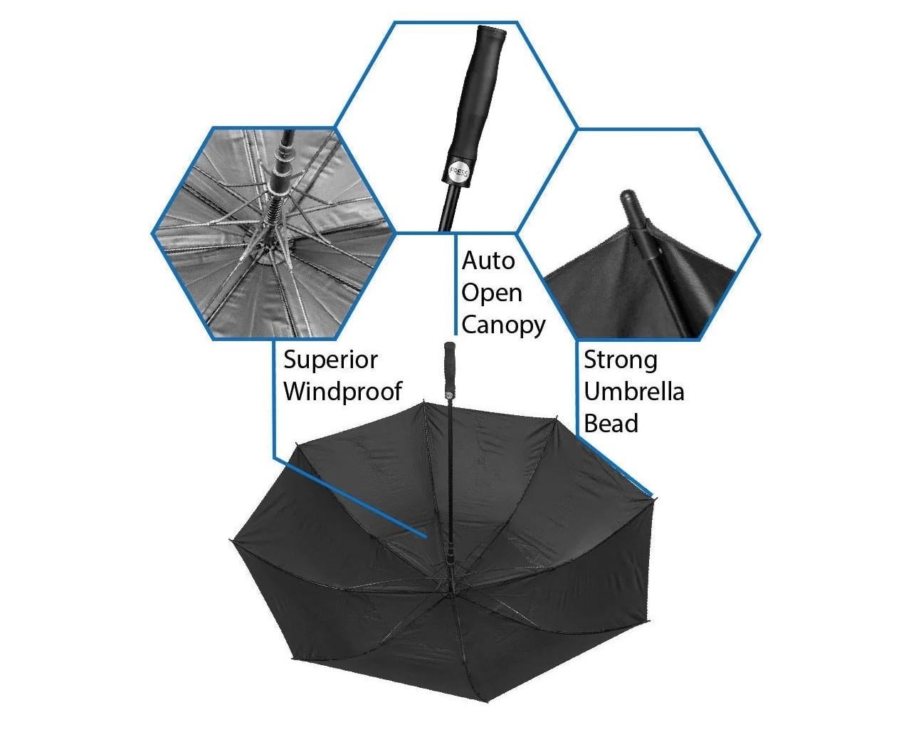 Axglo Axglo Auto Open paraplu 68", zwart/zwart