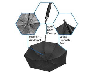 Axglo Axglo Auto Open paraplu 68", zwart/zwart