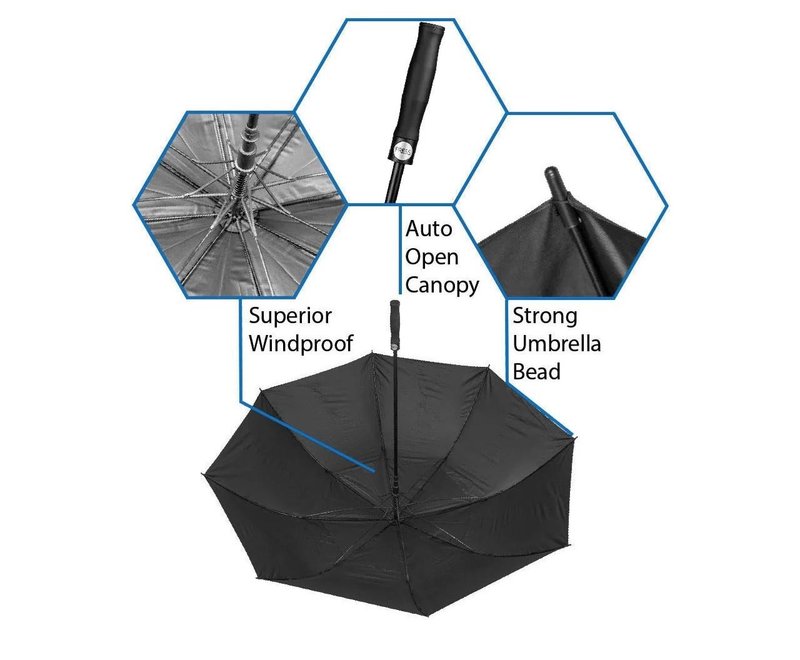 Axglo Axglo Auto Open paraplu 68", zwart/zwart