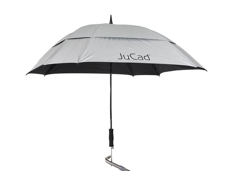 JuCad telescopische golfparaplu 68" vierkant & windbestendig met pin, zilver (met UV-bescherming 99%/UPF 50+)