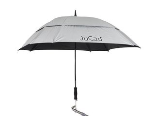 JuCad telescopische golfparaplu 68" vierkant & windbestendig met pin, zilver (met UV-bescherming 99%/UPF 50+)