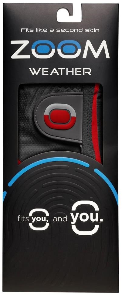 Zoom Zoom Weather heren golfhandschoen, houtskool/rood