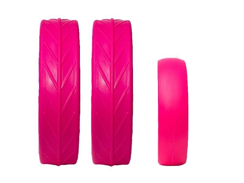 JuCad tires - 2 achterwielen, 1 voorwiel, roze