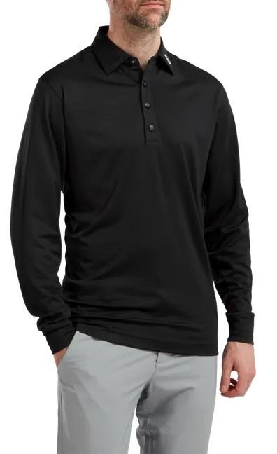 FootJoy Long Sleeve Thermocool Self Athletic Fit heren polo, zwart