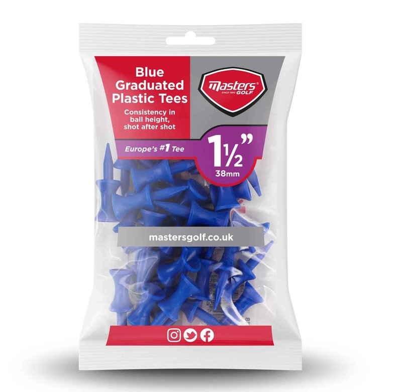Masters Graduated Castle plastic tees 37mm (1 1/2"), 30 tees, blauw