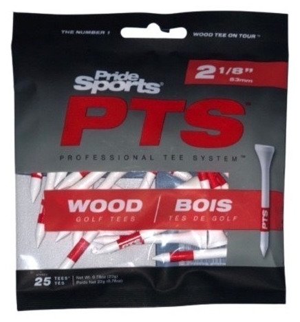 Pride Professional Tee System Prolength Short Red houten tees 53mm (2 1/8"), 25 stuks