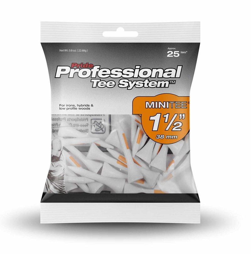 Pride Professional Tee System Prolength Mini Oranje houten tees 38mm (1 1/2"), 25 tees