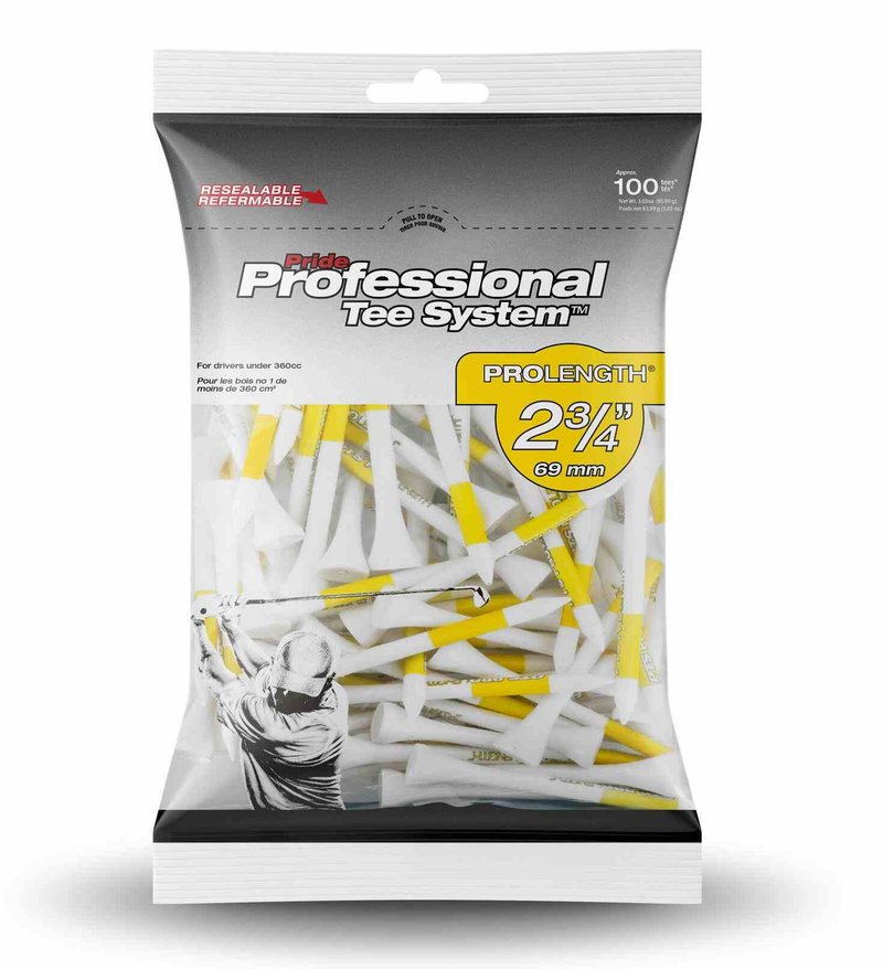 Pride Professional Tee System Prolength Yellow houten tees 69mm (2 3/4"), 100 tees