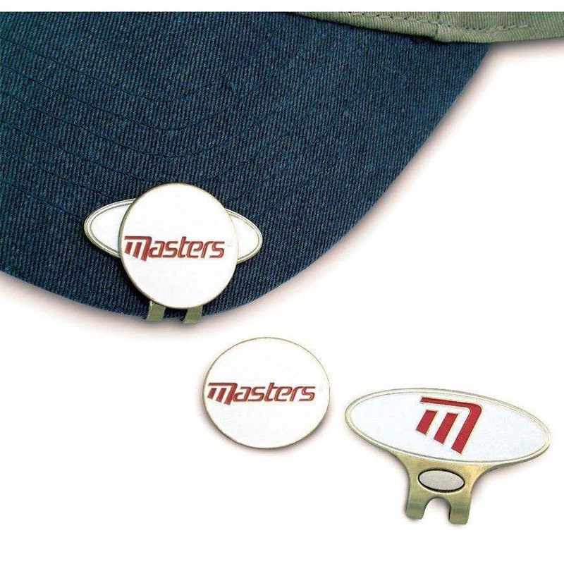 Masters Golf Cap Clip & Ball Marker, wit/rood