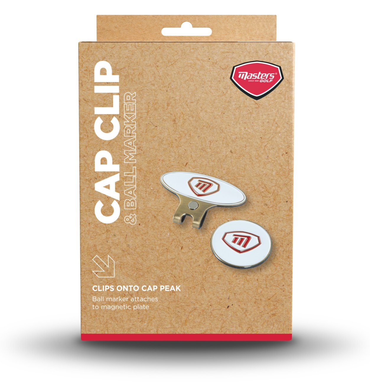 Masters Golf Cap Clip & Ball Marker, wit/rood