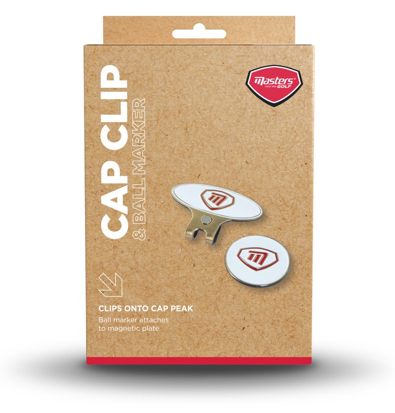 Masters Golf Cap Clip & Ball Marker, wit/rood