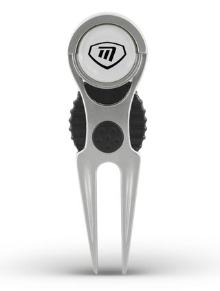 Masters Golf Deluxe Pitchfork With Marker divotrepper, zilver