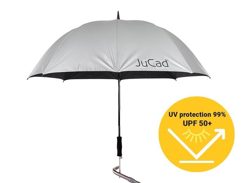 JuCad telescopische golfparaplu 68" automatisch met pin, zilver (UV-bescherming 99%/UPF50+)