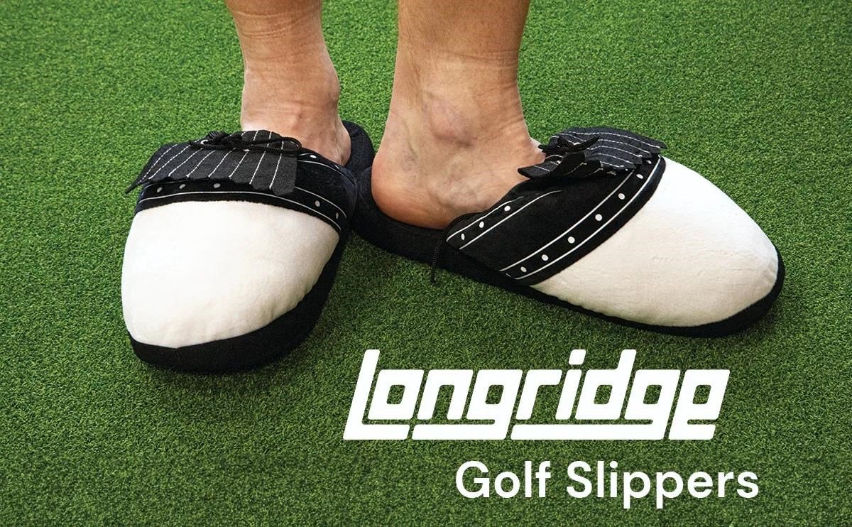 Longridge Golf Slippers (flaps) L (UK10-12) golf pantoffels, zwart/wit