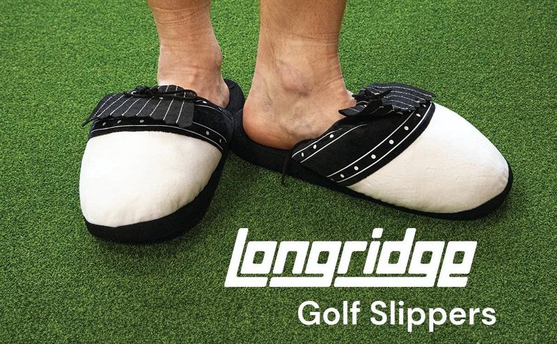 Longridge Golf Slippers (flaps) L (UK10-12) golf pantoffels, zwart/wit
