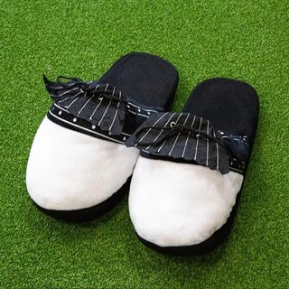Longridge Golf Slippers (flaps) L (UK10-12) golf pantoffels, zwart/wit