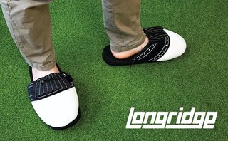 Longridge Golf Slippers (flaps) L (UK10-12) golf pantoffels, zwart/wit