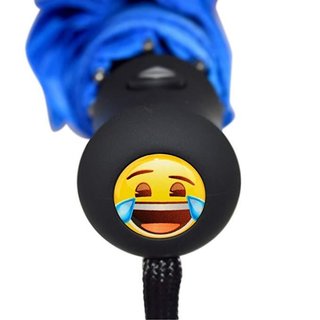 Emoji AutoFold Compact paraplu, blauw (gezicht #19 - lachend)