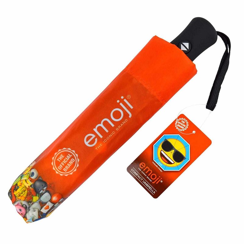 Emoji AutoFold Compact paraplu, blauw (gezicht #19 - lachend)
