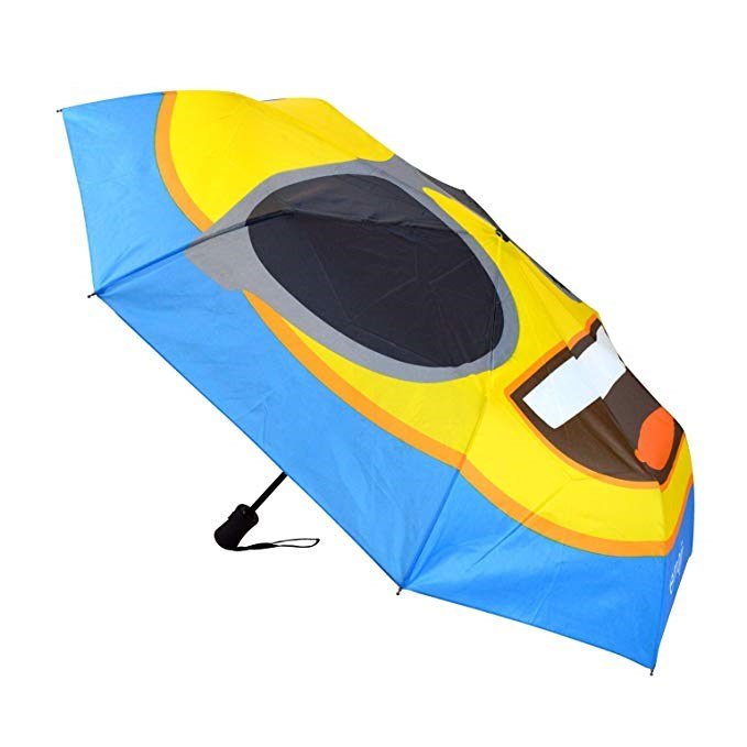 Emoji AutoFold Compact paraplu, blauw (face #07 - zonnebril)