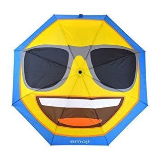 Emoji AutoFold Compact paraplu, blauw (face #07 - zonnebril)
