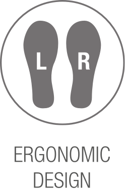 Ergonomische links/rechts anatomische pasvorm icoon