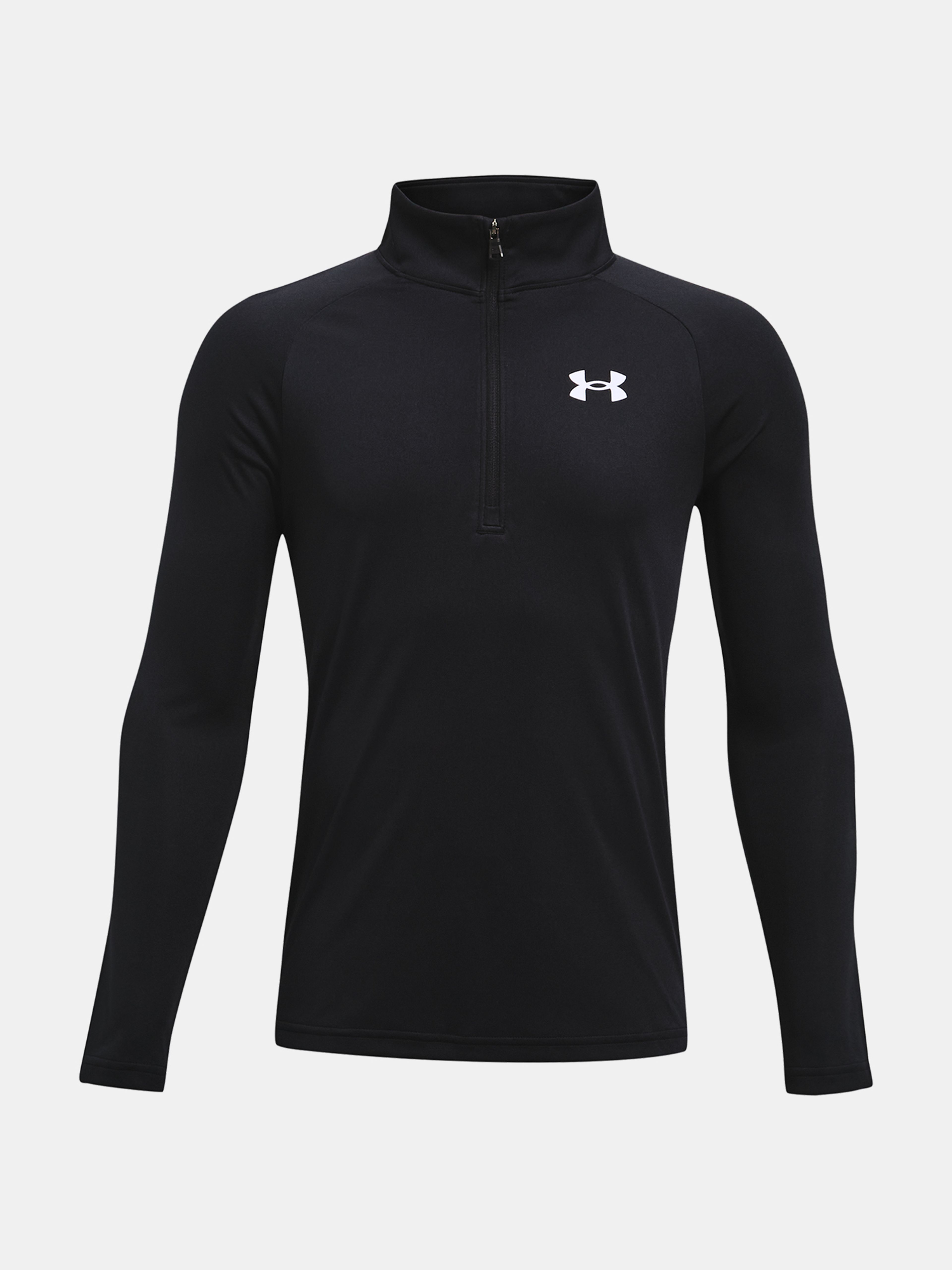 Under Armour Tech 2.0 1/2 Zip jongensshirt vooraanzicht zwart