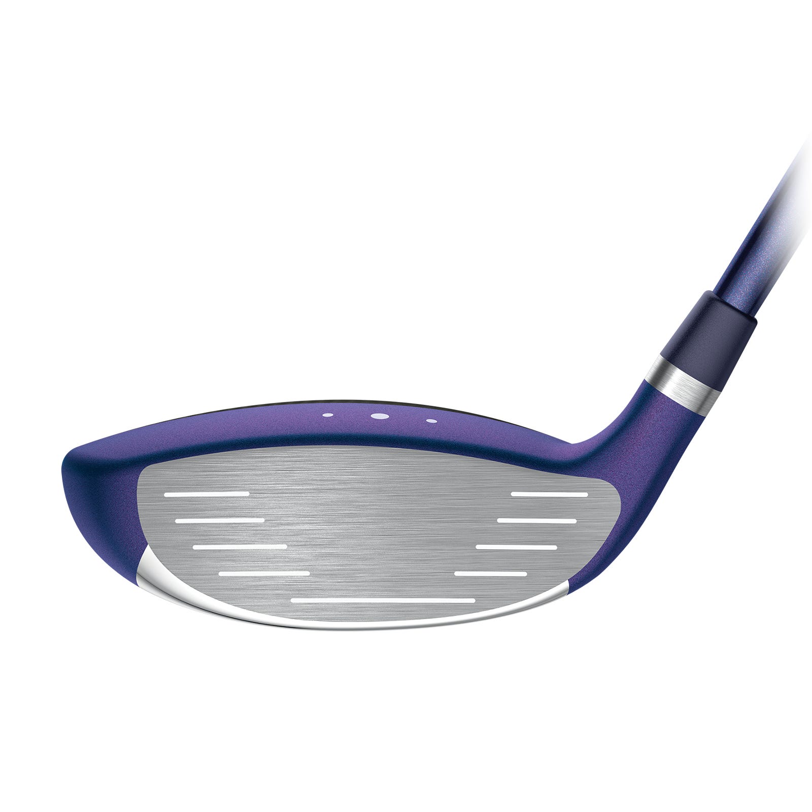 Vooraanzicht van het slagvlak van de PING G Le4 fairway wood met FaceWrap-constructie van maraging-staal